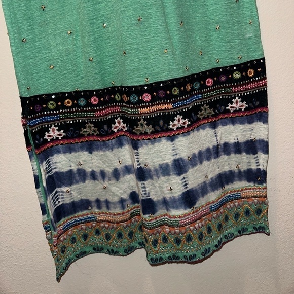 Calypso St. Barth women’s boho beaded tie dye linen maxi dress S festival - Picture 6 of 16